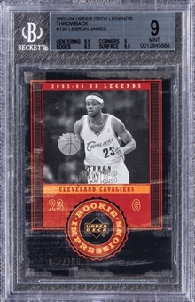 2003-04 Upper Deck Legends #135 LeBron James Throwback Rookie Card (#092/100) - BGS MINT 9